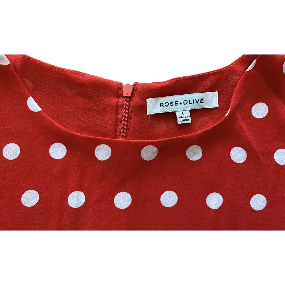 Women’s Rose and Olive Red with White Dots Tank Top Blouse Size Large - Picture 4 of 7